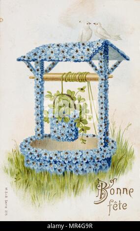 Französische Postkarte mit floralen Elementen 1900 Stockfoto