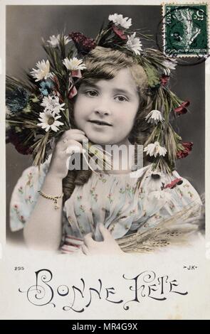 Französische Postkarte mit floralen Elementen 1900 Stockfoto
