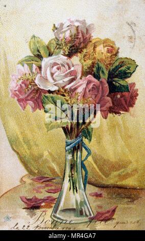 Französische Postkarte mit floralen Elementen 1900 Stockfoto