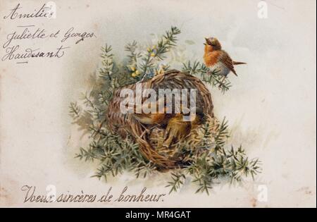 Französische Postkarte mit floralen Elementen 1900 Stockfoto