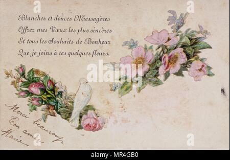 Französische Postkarte mit floralen Elementen 1900 Stockfoto