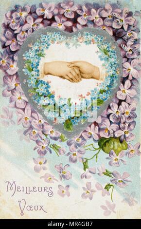 Französische Postkarte mit floralen Elementen 1900 Stockfoto