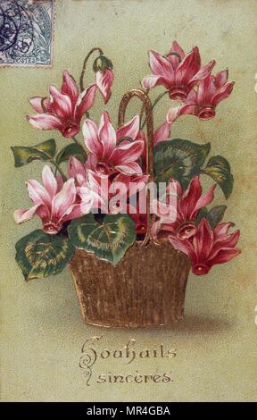 Französische Postkarte mit floralen Elementen 1900 Stockfoto