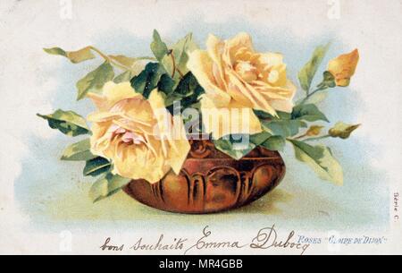 Französische Postkarte mit floralen Elementen 1900 Stockfoto