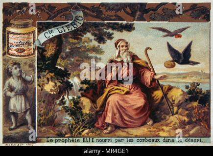 Leibig Karte Darstellung einer biblischen Szene: Der Prophet Elie in der Wüste Stockfoto