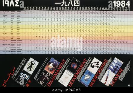 Japanische anti-nukleare Waffen Frieden Poster 1981, während des Kalten Krieges Stockfoto