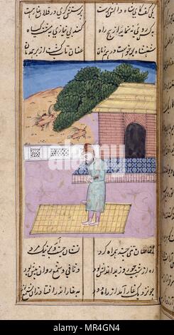 Persischen (Iranischen) islamischen Stil, Manuskript, Illustrierte 12. Jahrhundert: Der Dichter Nezami erzählt die Geschichten von Alexander der Große Stockfoto