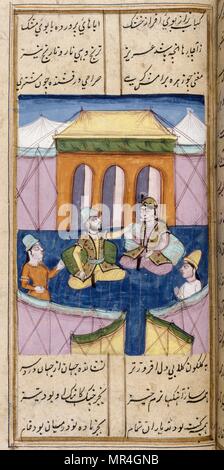 Persischen (Iranischen) islamischen Stil, Manuskript, Illustrierte 12. Jahrhundert: Der Dichter Nezami erzählt die Geschichten von Alexander der Große Stockfoto