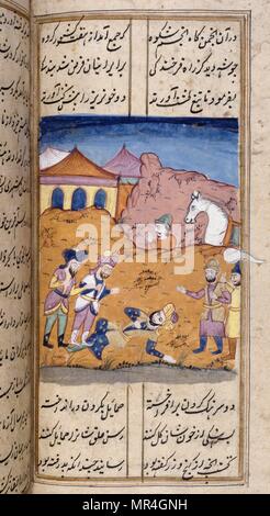 Persischen (Iranischen) islamischen Stil, Manuskript, Illustrierte 12. Jahrhundert: Der Dichter Nezami erzählt die Geschichten von Alexander der Große Stockfoto