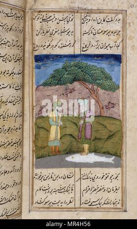 Persischen (Iranischen) islamischen Stil, Manuskript, Illustrierte 12. Jahrhundert: Der Dichter Nezami erzählt die Geschichten von Alexander der Große Stockfoto