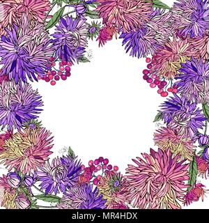 Blumen Rahmen aus verschiedenen Astern. Stock Vektor