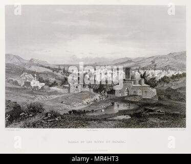 Kupferstich von Victor Guerin (1821-1891), am Stadtrand von Damaskus in Syrien 1875 Stockfoto