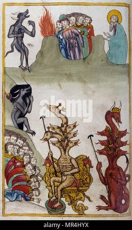 Russische Slawische, Orthodoxen Christlichen Miniatur illustrieren die Apokalypse des Hl. Johannes. Ca. 1750 Stockfoto