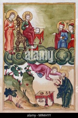 Russische Slawische, Orthodoxen Christlichen Miniatur illustrieren die Apokalypse des Hl. Johannes. Ca. 1750 Stockfoto