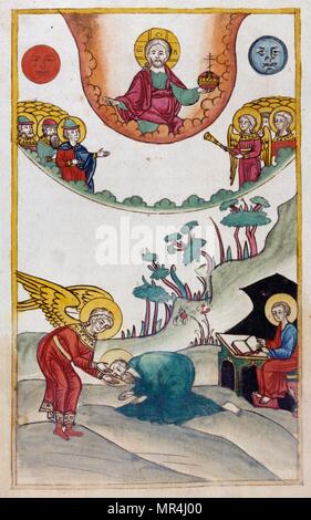 Russische Slawische, Orthodoxen Christlichen Miniatur illustrieren die Apokalypse des Hl. Johannes. Ca. 1750 Stockfoto