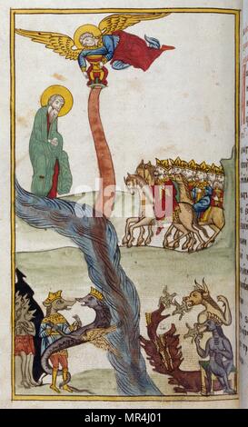 Russische Slawische, Orthodoxen Christlichen Miniatur illustrieren die Apokalypse des Hl. Johannes. Ca. 1750 Stockfoto