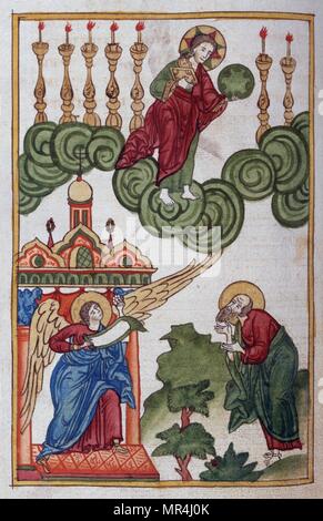 Russische Slawische, Orthodoxen Christlichen Miniatur illustrieren die Apokalypse des Hl. Johannes. Ca. 1750 Stockfoto