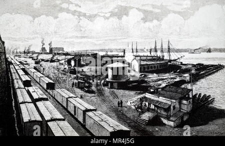 Abbildung: Darstellung der Fracht Yards von der New Yorker und der Hudson River Railroad, West Sixty-Fifth Street, New York. Vom 19. Jahrhundert Stockfoto