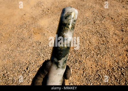 Gold mineralisierte Quarzader in gebohrte Kern Rock Stockfoto