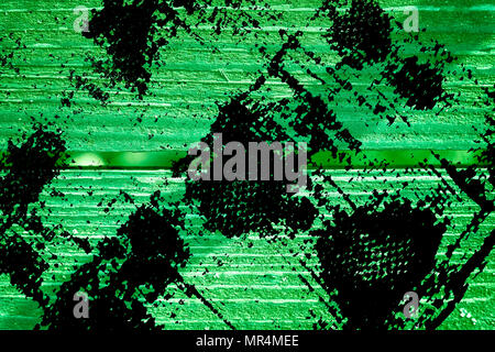 Grunge Golden lime farbiger Textur von alt, schäbig, grüne Farbe auf eine alte Holzbank. Stockfoto