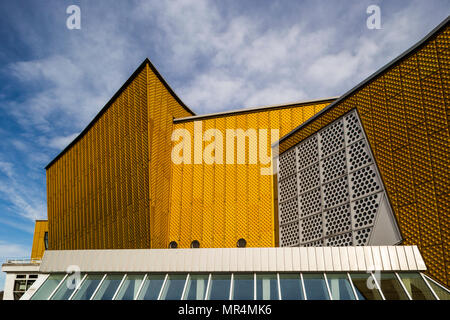 Ein Detail der Berliner Philharmoniker in Berlin, Deutschland. Stockfoto