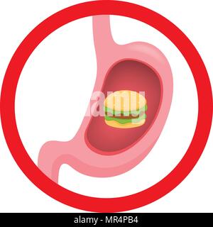 Magen Symbol mit Sandwich im Inneren. Flat Style Stock Vektor