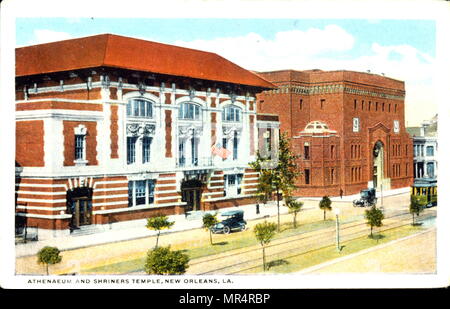 Athenaeum und Shriners Masonic Temple in New Orleans, Louisiana, USA. Postkarte ca. 1920 Stockfoto