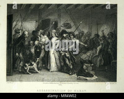 Gravur, Charlotte Corday (1768-1793) eine Abbildung der Französischen Revolution. Vom 18. Jahrhundert Stockfoto
