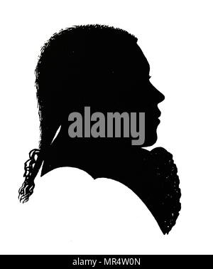 Silhouette von Ludwig van Beethoven (1770-1827), deutscher Komponist und Pianist. Vom 18. Jahrhundert Stockfoto