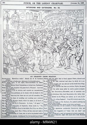 Cartoon mit der Darstellung der chaotischen Zustand von Charing Cross Station. Illustriert von Harry Furniss (1854-1925) irischer Künstler und Illustrator. Vom 19. Jahrhundert Stockfoto