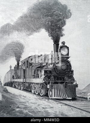Gravur Darstellung einer Lokomotive für die mexikanische Central Railroad gebaut. 19. jahrhundert Stockfoto