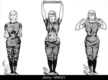 Abbildung zeigt ein Mädchen die Hoop Übungen. Vom 19. Jahrhundert Stockfoto