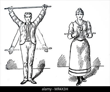 Abbildung: Darstellung von Übungen für Männer und Frauen. Vom 20. Jahrhundert Stockfoto