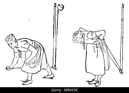 Abbildung: Darstellung einer Frau mit einem Whitely, Arm- und Oberschenkelmuskulatur zu stärken. Vom 20. Jahrhundert Stockfoto