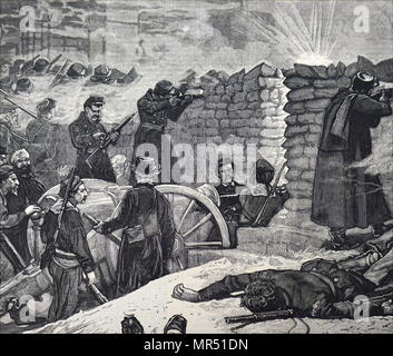 Abbildung: Darstellung einer Szene aus der Französischen Revolution: Der letzte Stand der Kommunarden auf den Barrikaden. Vom 19. Jahrhundert Stockfoto