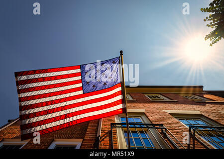 Die 15 Sterne der amerikanischen Flagge, die von der Regierung der Vereinigten Staaten im Jahr 1795 genehmigt wurde. Stockfoto