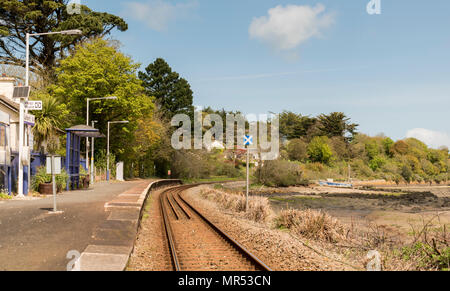 Der Bahnhof in Lelant in der Nähe von St Ives, Cornwall Stockfoto