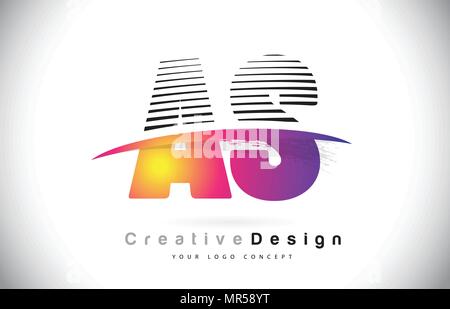 Als S Schreiben Logo Design mit Kreativen Linien und Swosh in Lila Pinsel Farbe Vector Illustration. Stock Vektor