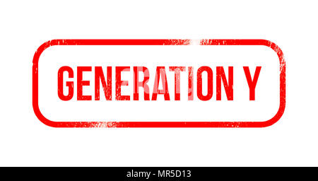 Generation Y-rot grunge Gummi, Stempel Stockfoto