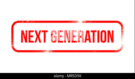 Next Generation - Rot grunge Gummi, Stempel Stockfoto