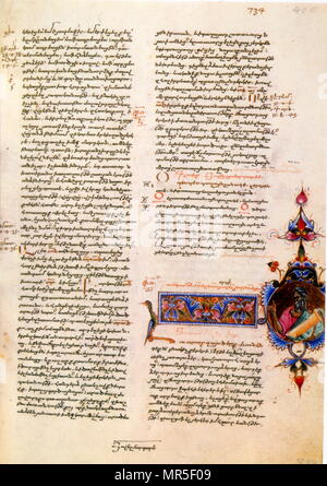 Armenisch-christlichen illustrierte Handschrift zeigt den Propheten Joel, 13. Jahrhundert Stockfoto