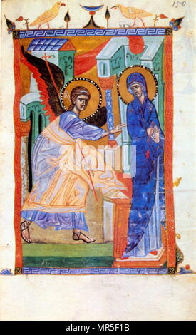 Armenisch-christlichen illustrierte Handschrift zeigt die Verkündigung; 14. Jahrhundert Stockfoto