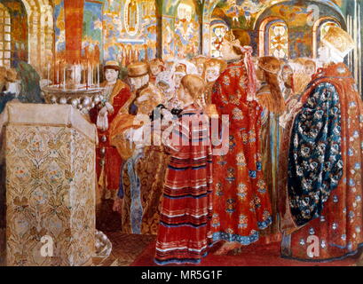 Russische Frauen aus dem XVII Jahrhundert, in der Kirche. 1899. Von Andrei Ryabushkin (1861-1904);. Öl auf Leinwand. Tretjakow Galerie, Moskau, Russland Stockfoto