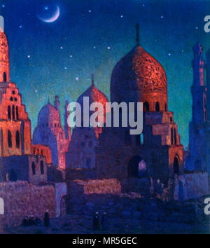 Die Stadt der Toten, oder Kairo Nekropole, Kairo, Ägypten. von Nasreddine Dinet (Alphonse-Étienne Dinet); 1861 - 1929, französischer Orientalist Maler 1919 Stockfoto
