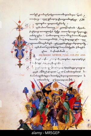 14. Jahrhundert, die Armenische Evangelische Manuskript, von sarkis pitsak 1320. Die Verhaftung Jesu Stockfoto