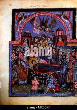 Krönung der Jungfrau Maria. Aus einem beleuchteten aus dem 13. Jahrhundert, armenische Handschrift, von Matenadaran, Jerewan, Armenien Stockfoto
