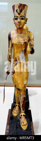 Die Statue von König Tutanchamun, 2011 beschädigt nach dem Einbruch in das Museum von Kairo. Aus dem Grab des Tut-ench-Amun 1323 BC. Neues Reich Stockfoto