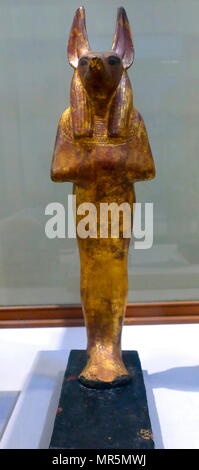 Vergoldete Statue des Gottes Anubis. Aus dem Grab des Königs Tutanchamun. 1323 BC. 18. Dynastie, Neues Reich Stockfoto