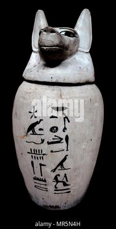 Canopic jar, für die inneren Organe im Jenseits. Alten ägyptischen Grab Objekt. Ende der Periode 664 BC - 332 BC Stockfoto