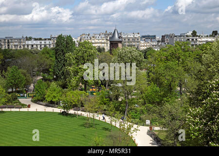 Jardin d'Acclimatation Blick über Park von Fondation Louis Vuitton in Paris, Frankreich Europa KATHY DEWITT Stockfoto